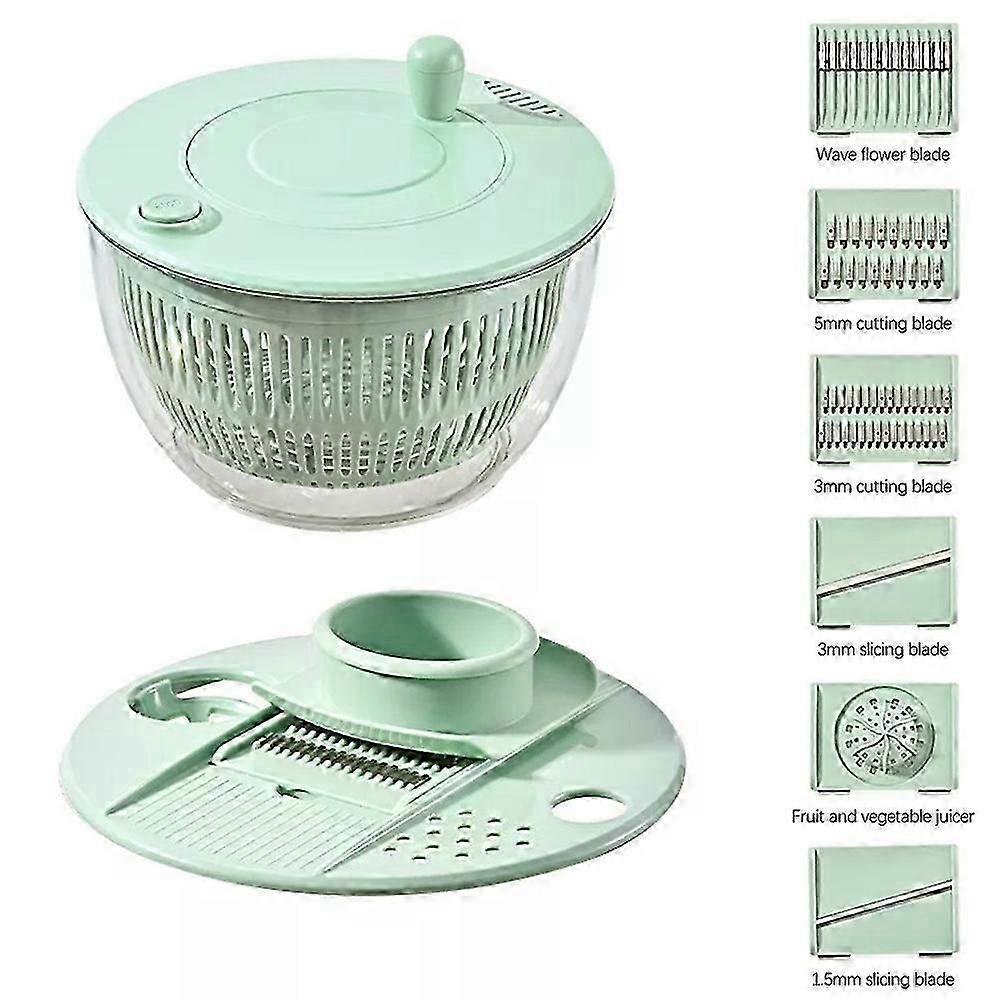 5 In 1 Vegetable Spin Chopper, Salad Spinner with Slicer, Lettuce Spinner Dryer