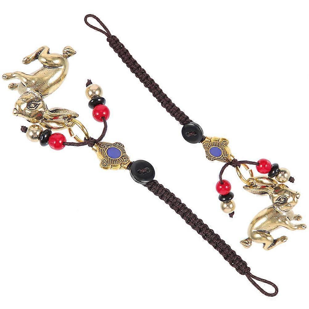 Cute Bunny Keychain Charm For DIY Projects Hanging Decor Assorted Color Keychains 2Pcs