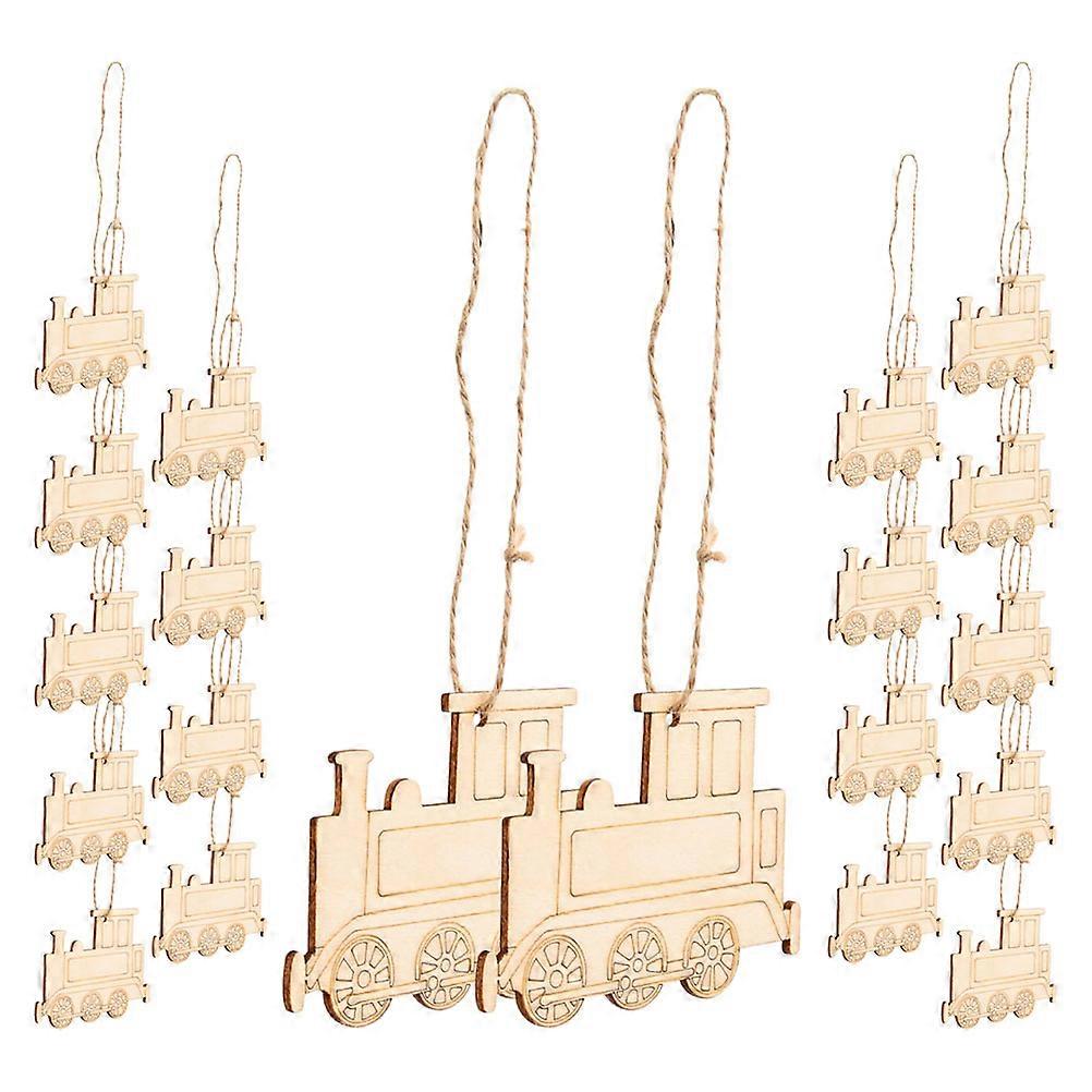 Wooden Train Pendants for Decoration 60Pcs Blank Train Cutouts Kit