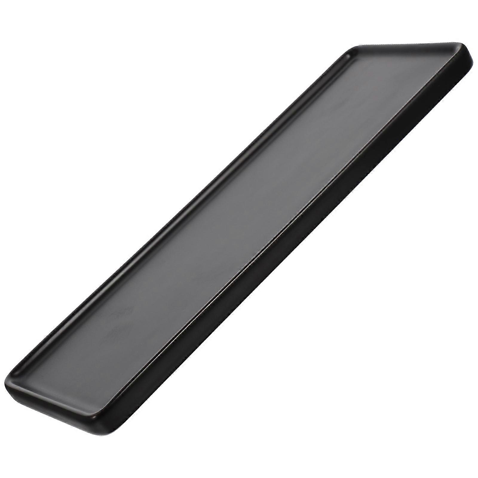 Desktop Storage Tray Ceramic Tray for Storage 2Pcs Black Makeup Organizer
