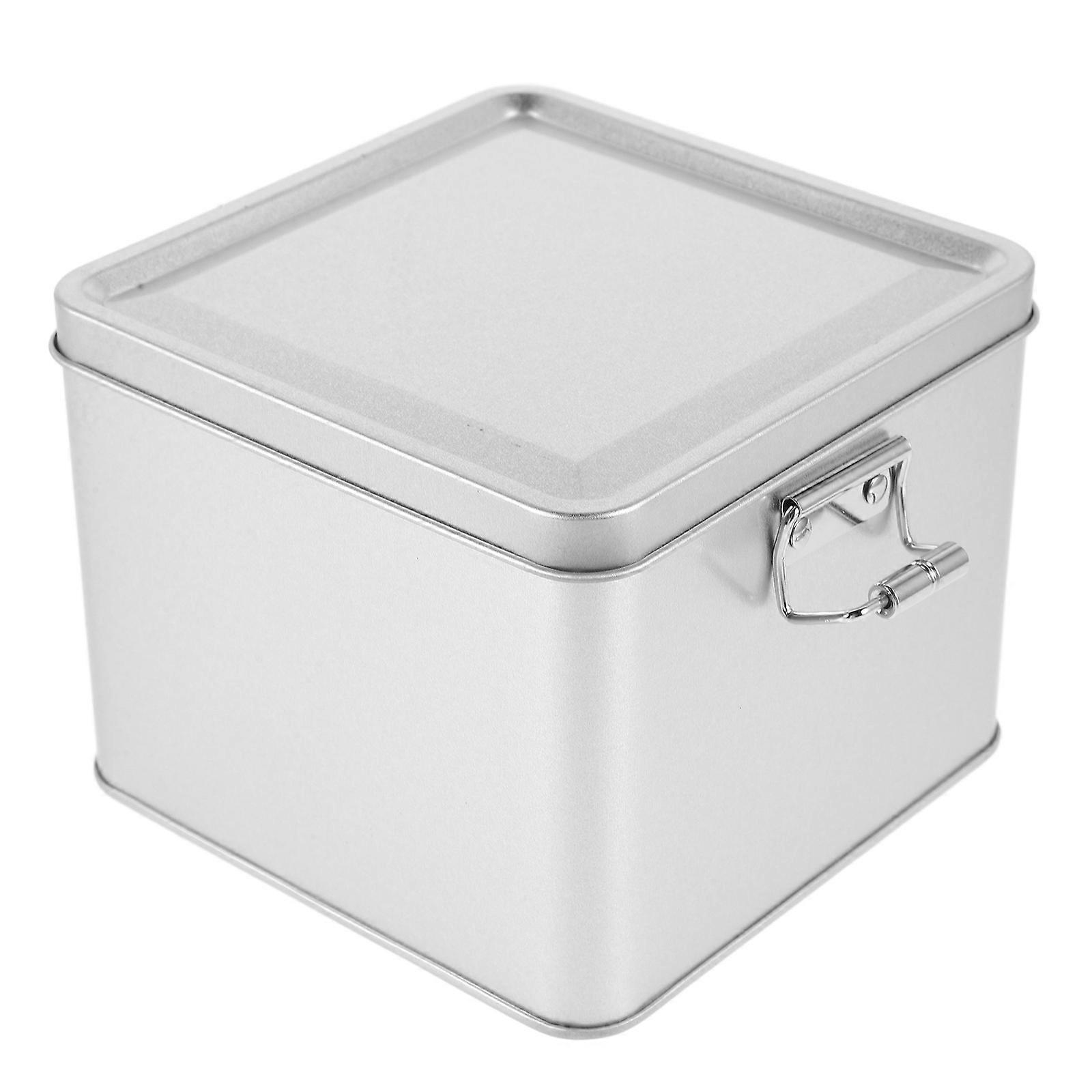 5Pcs Square Tinplate Cookie Box Ideal For Home And Office Storage Featuring Simple Design Easy To Use