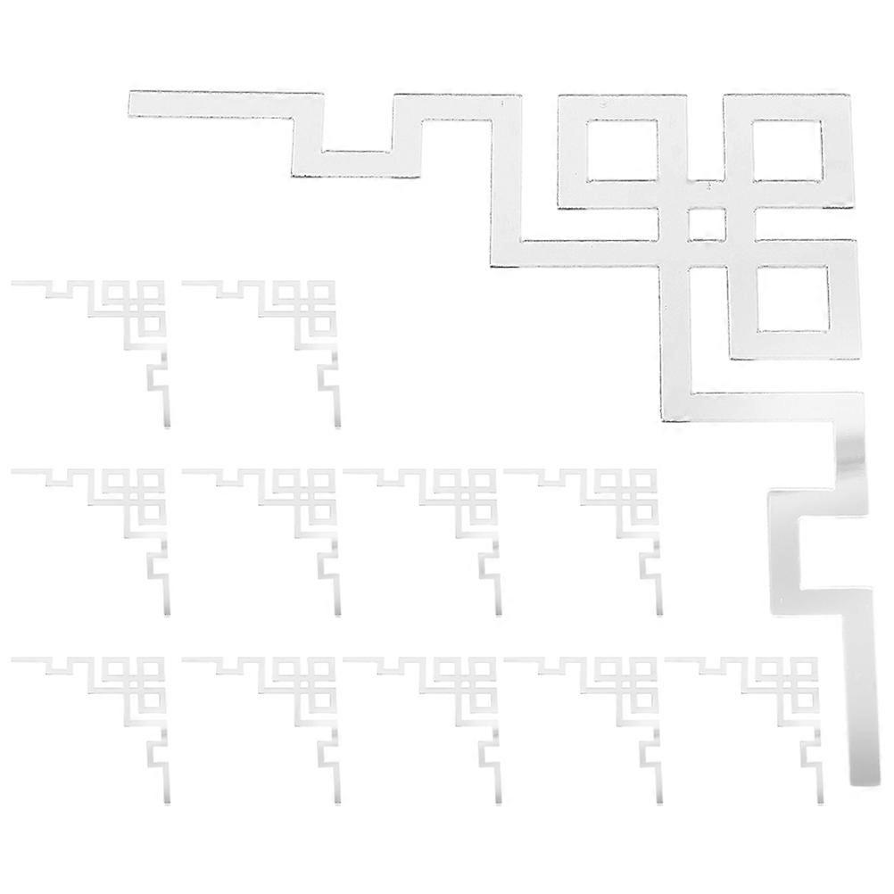 Silver Acrylic Mirror Wall Stickers for Background Decoration 48Pcs