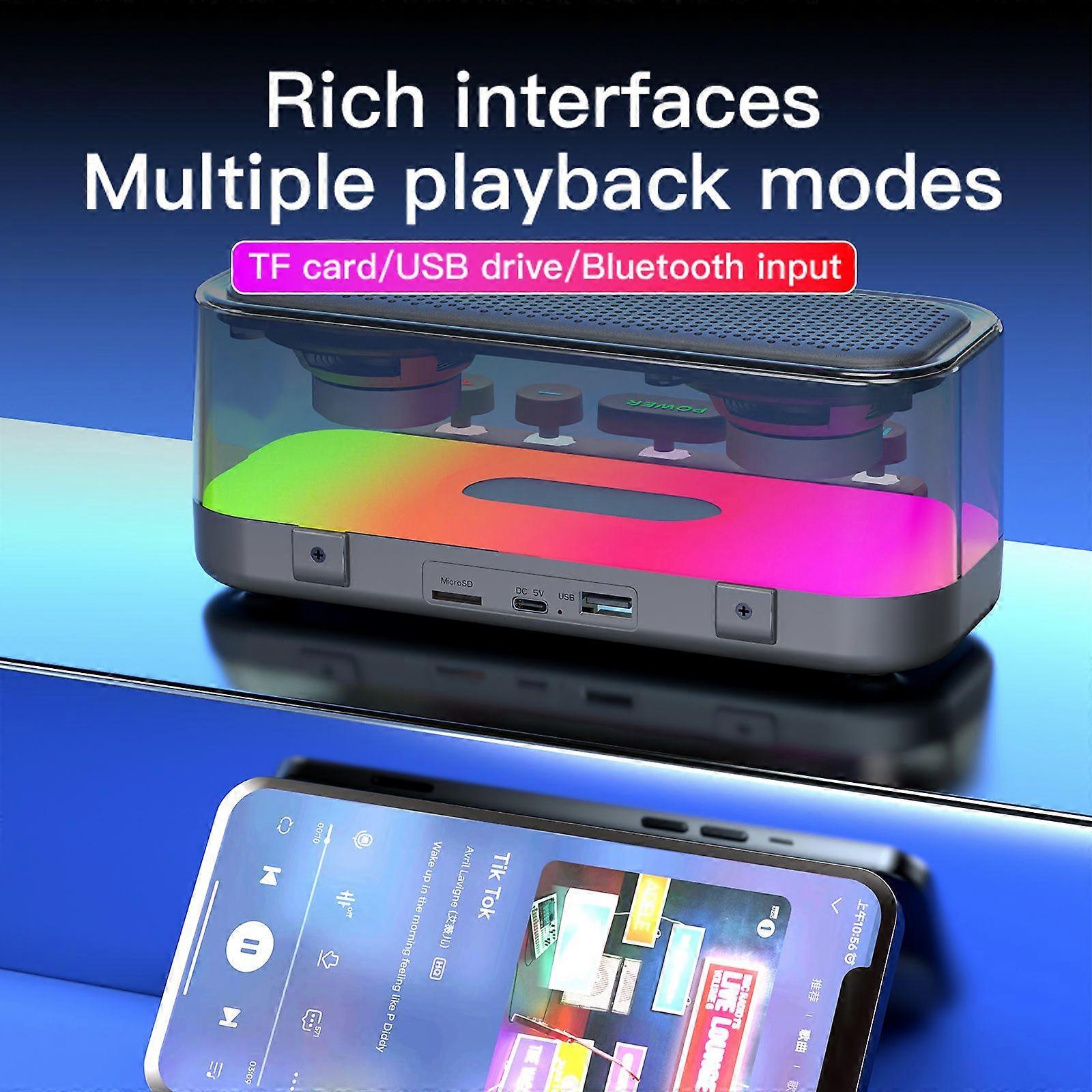 Karaoke Machine with Two Wireless Microphones Portable BT Speaker LED Lights Control High Volume Adjustable Super Bass Diaphragm Wireless BT Sound Sys