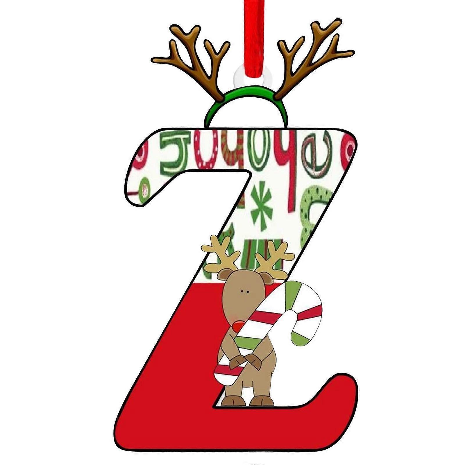 Christmas Tree Decoration, Acrylic Reindeer Pendant with Alphabet, DIY Xmas Ornament 2024, Compatible with Z