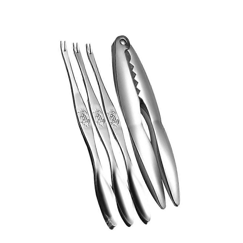 4 Pieces/Set Stainless Steel Seafood Cracker Heats-resistant Fork Tool