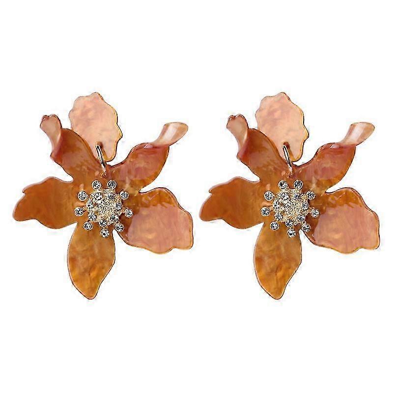 Reçine Akrilik Çiçek Sallanan Küpeler - Abartılı Avrupa Ve Amerikan Tarzı Büyük Çiçek