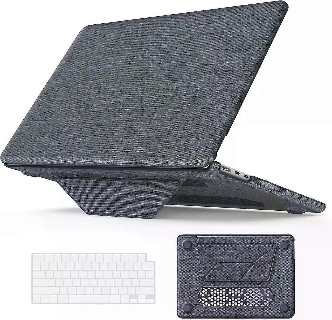 for MacBook Air 13 inch Case 2025 2024-2022 M4 M3 M2 A3240 A3113 A2681, Woven Fabric Textured Hard Shell Cover with Foldable Kickstand & Keyboard Cove