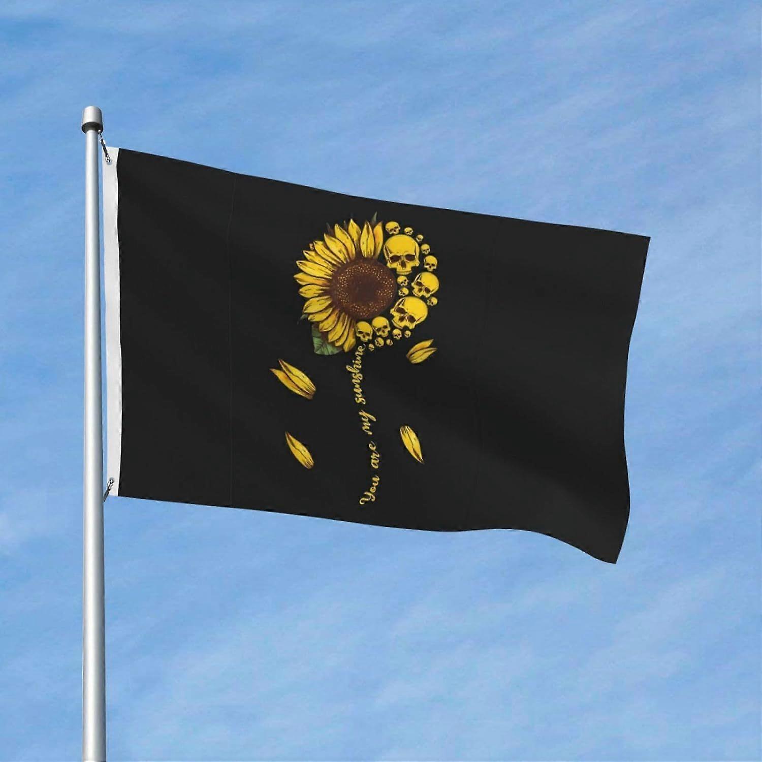 Sunflower With Gothic Skull Goth Flag QI 2073