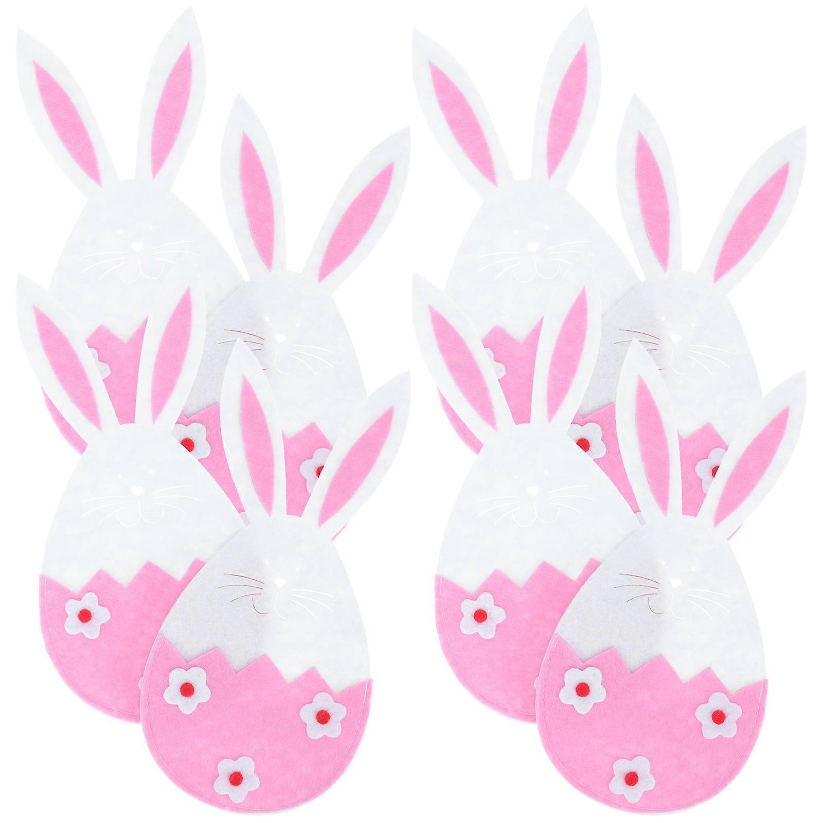 Easter Cutlery Holder for Festival Use 8Pcs Rabbit Head Fork Cutter Bags