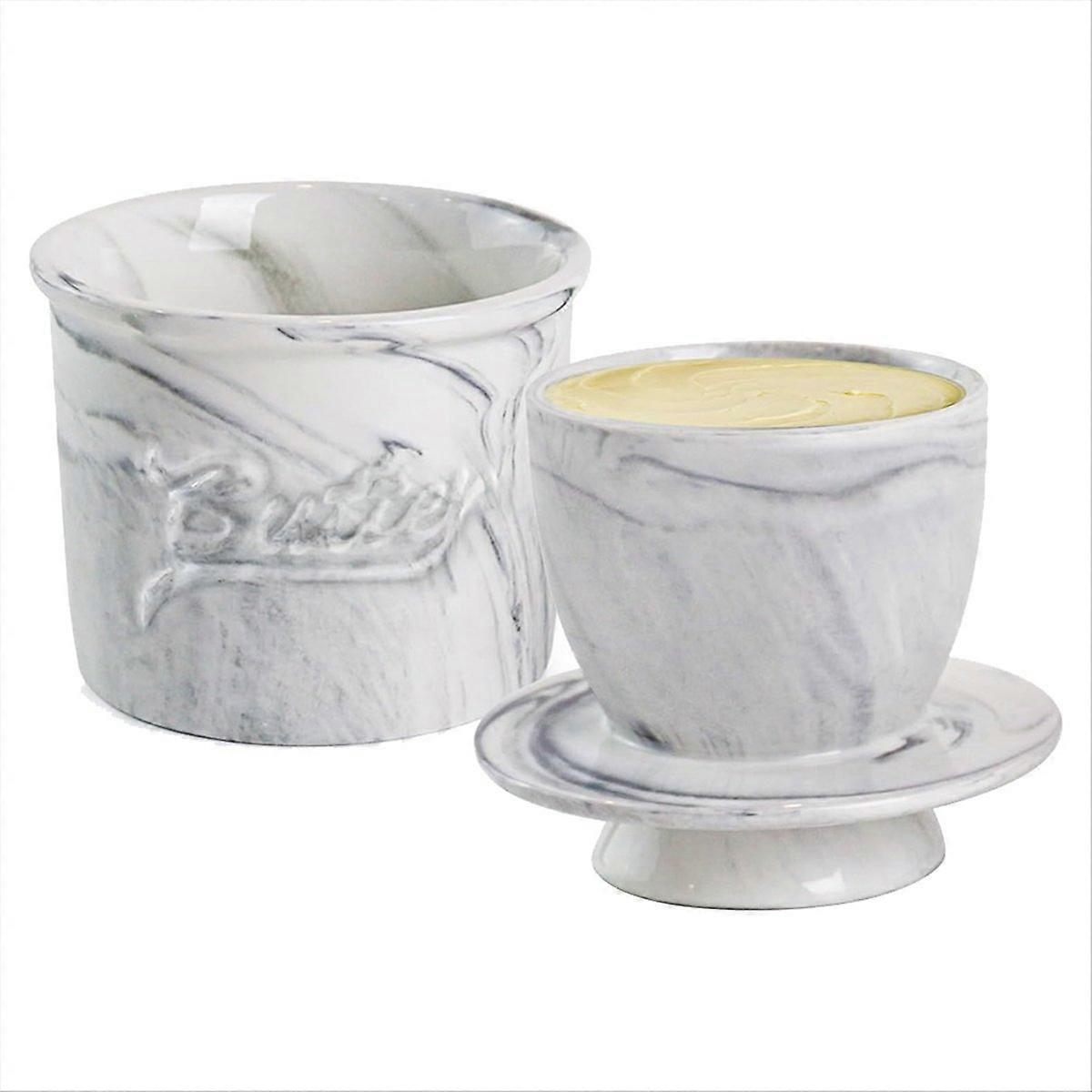 Butter Crock for Counter with Water, Butter Keeper for Spreadable Butter Ceramic Butter Dish with Lid for Countertop B