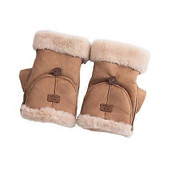 Winter fingerlose Handschuhe für Frauen Cabrio Flip Top Fäustlinge zum Malen Khaki
