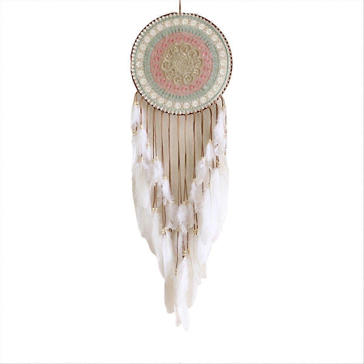 Woven Round Dream Catcher with Feather Tassel,B