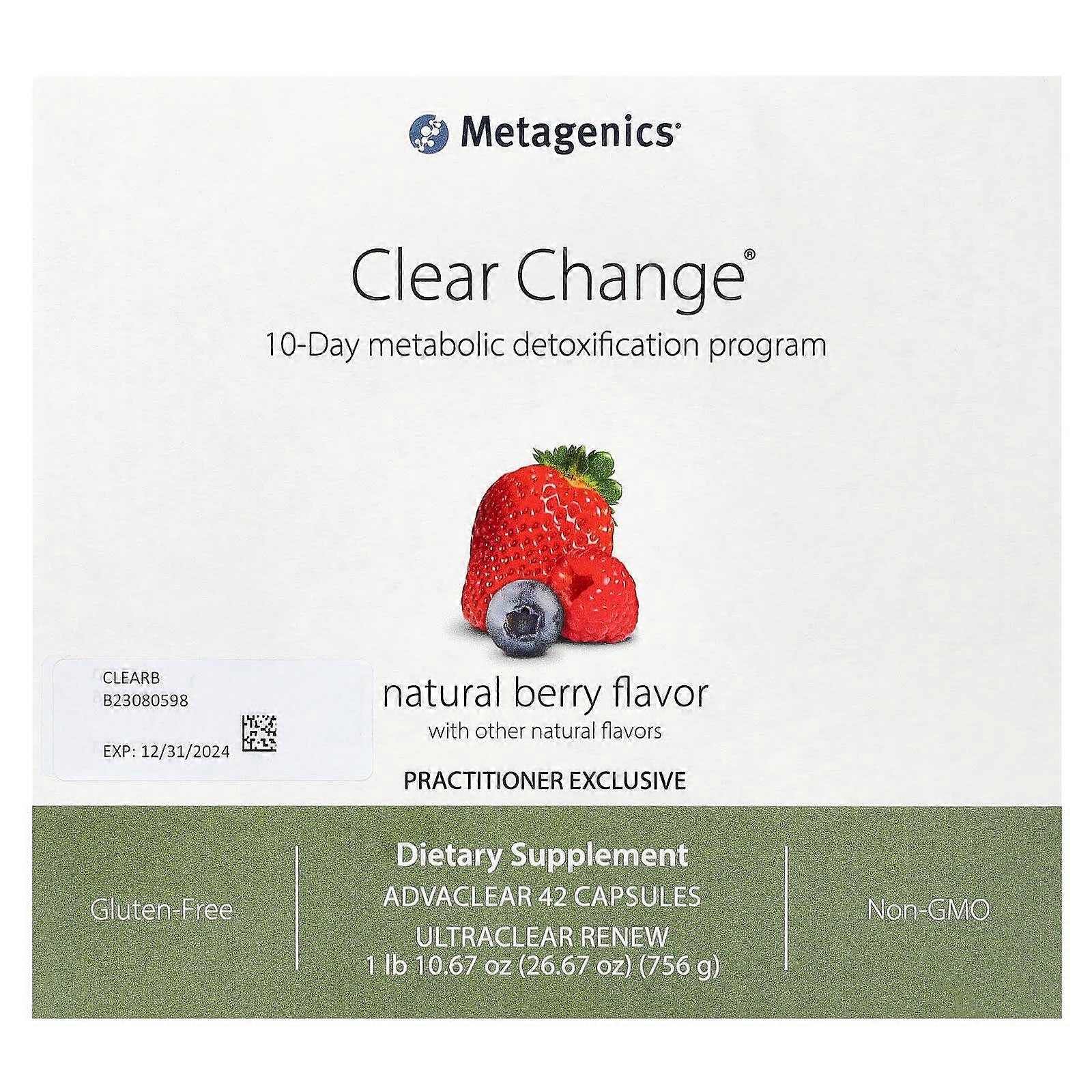 Clear Change, 10-Day Metabolic Detoxification Program, Natural Berry, 2 Piece Kit