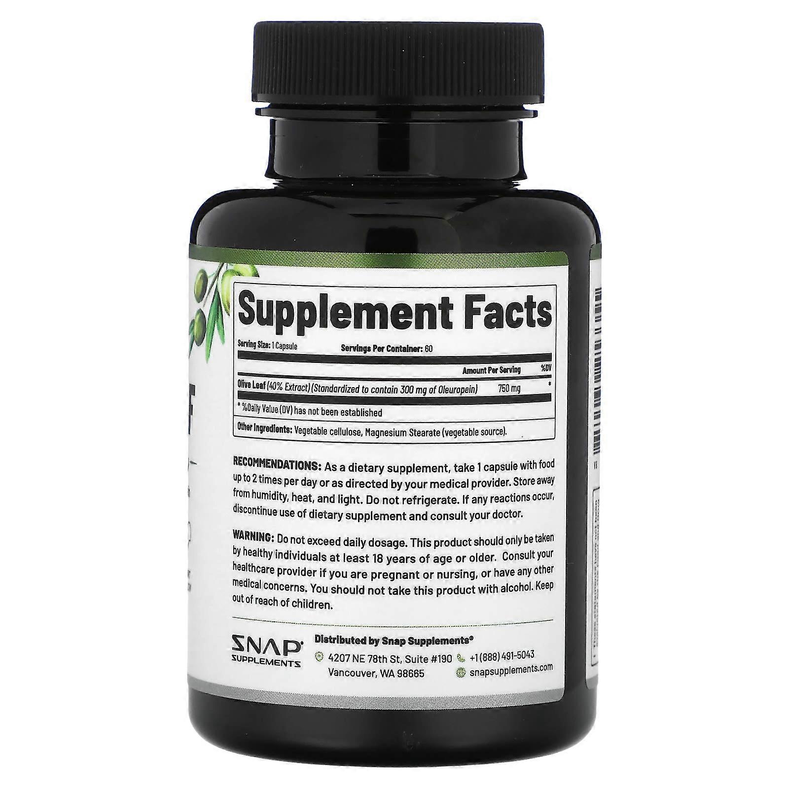 Olive Leaf, Maximum Strength, 60 Capsules