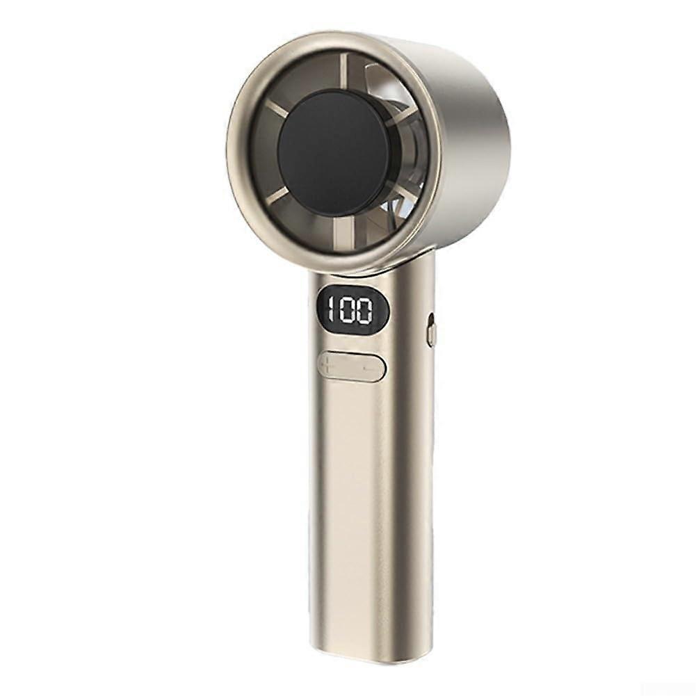 Handheld Fan USB Rechargeable Mini Fan With Digital Display 120 Speed Control Turbocharged Airflow Quiet Compact Golden
