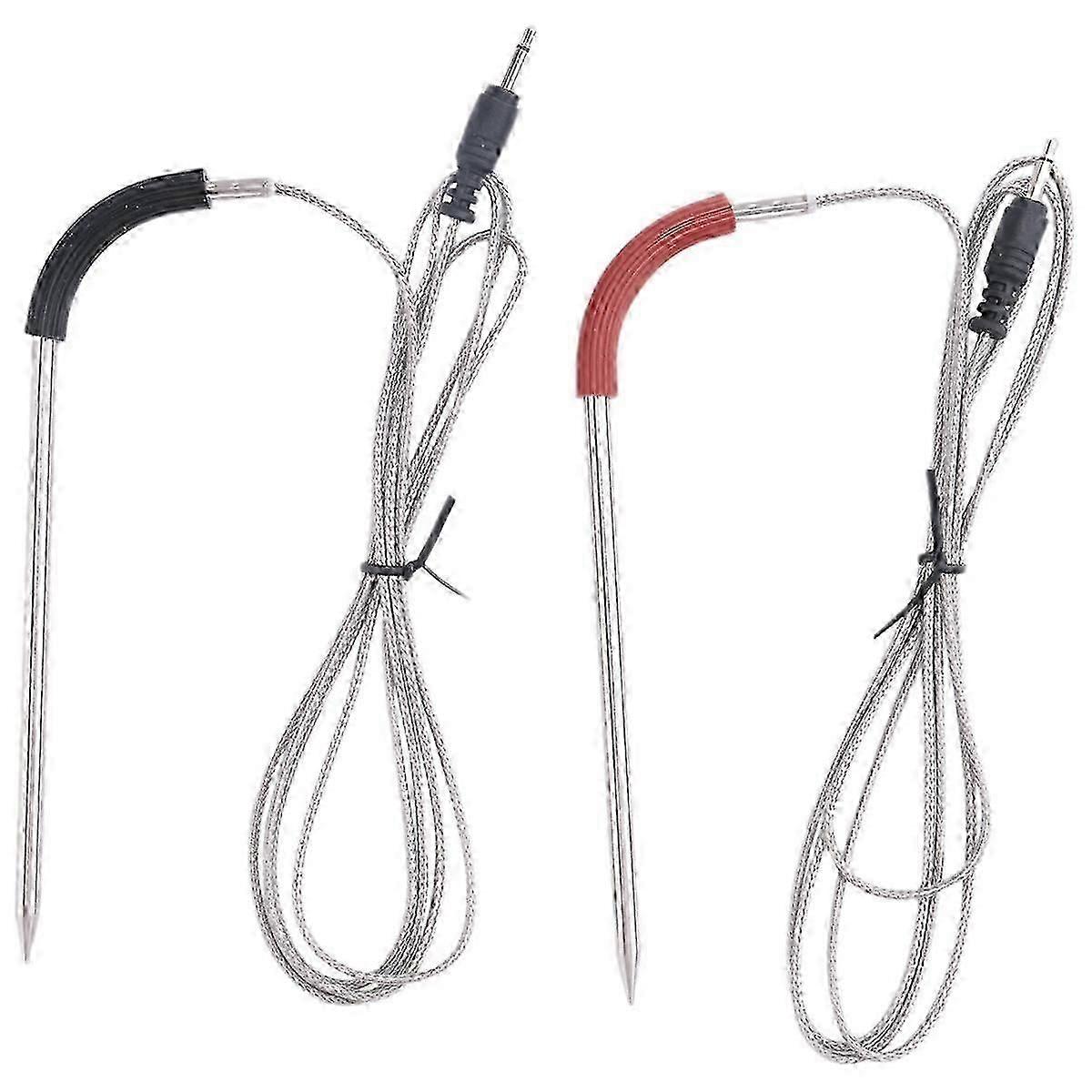 2-حزمة مسبار اللحوم Repalcement مناسب لشواية ويبر والمدخن ، مسبار درجة الحرارة مع ملحق مشبك المسبار