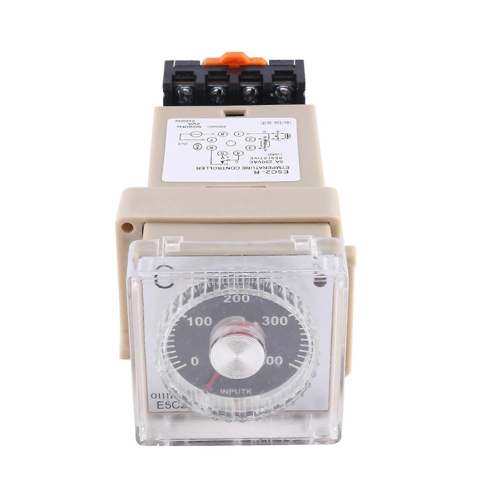2PCS E5C2 Guide Rail Type Temperature Controller 220V 0-399℃ Digital Display Pointer Control Switch(B)