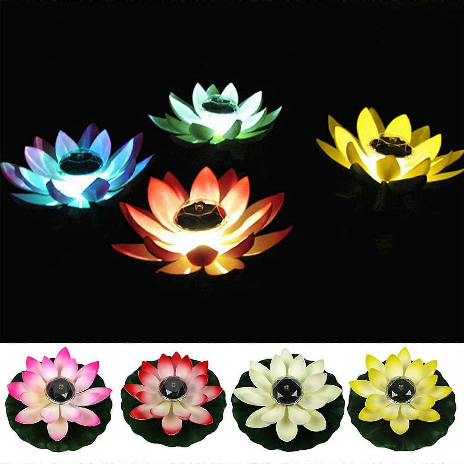SUPERHOMUSE Pool Landscape Floating Lotus LED Energy Saving Lotus Solar Powered Night Light For Garden Pool Pond Fountain Decoration