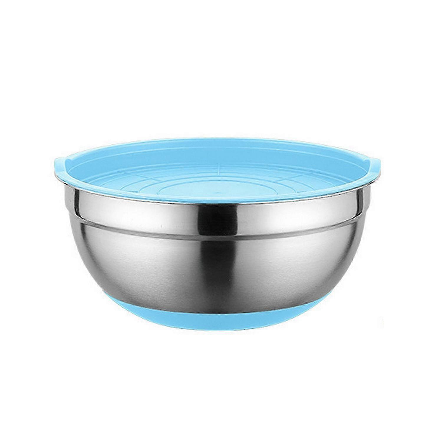 Mixing Bowl with Lid Set Large Capacity Non-Slip Bottom Polished Surface Easy to Clean Salad Bowl 25-26s