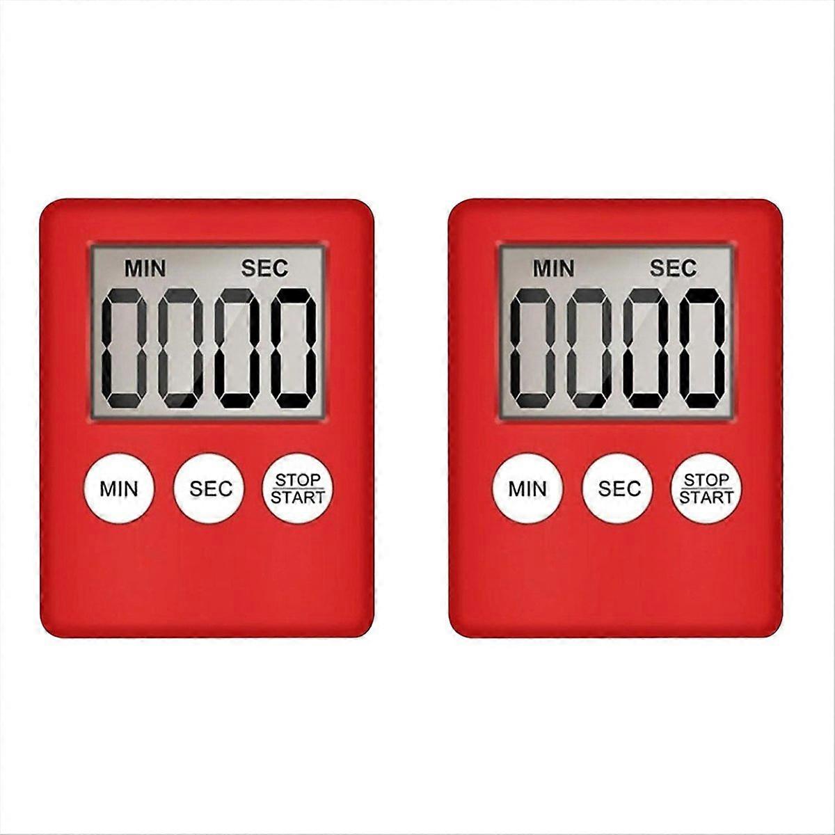 Digital Kitchen Timer, Timer, Egg Timer, for Work, 2 Pack Red