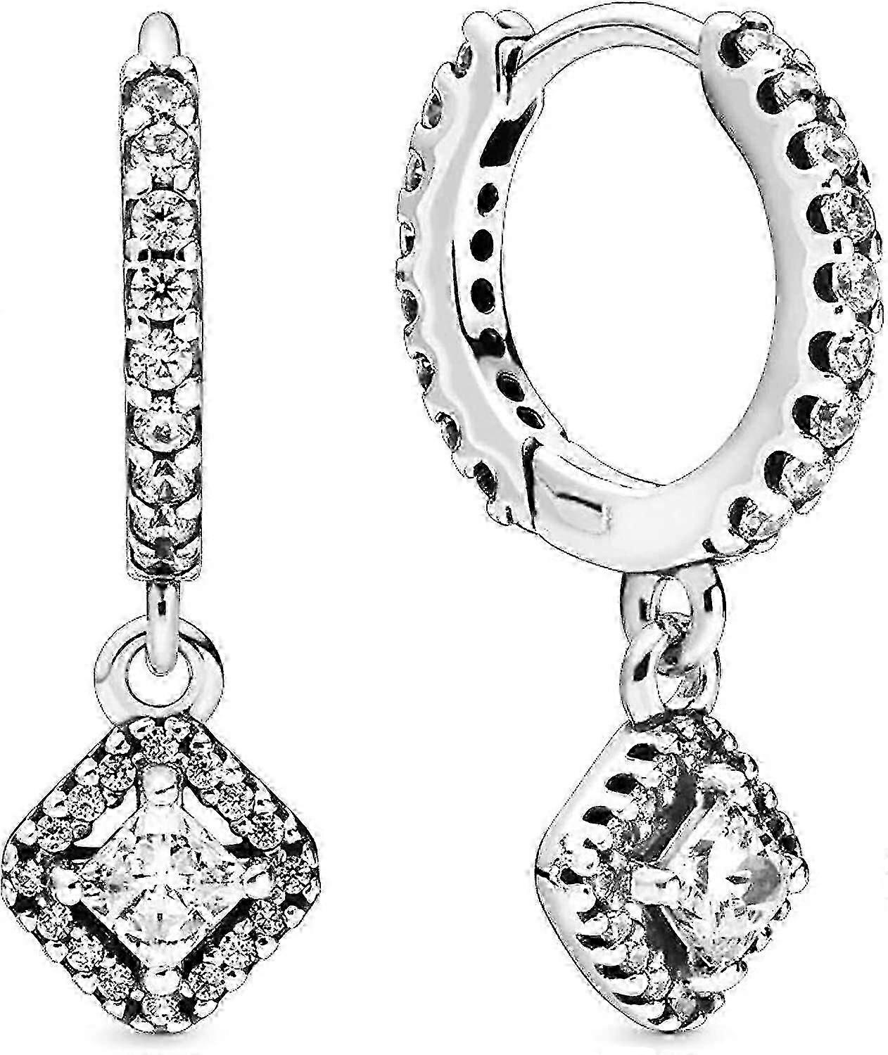 Square Cubic Zirconia Hoop Earrings for Women's