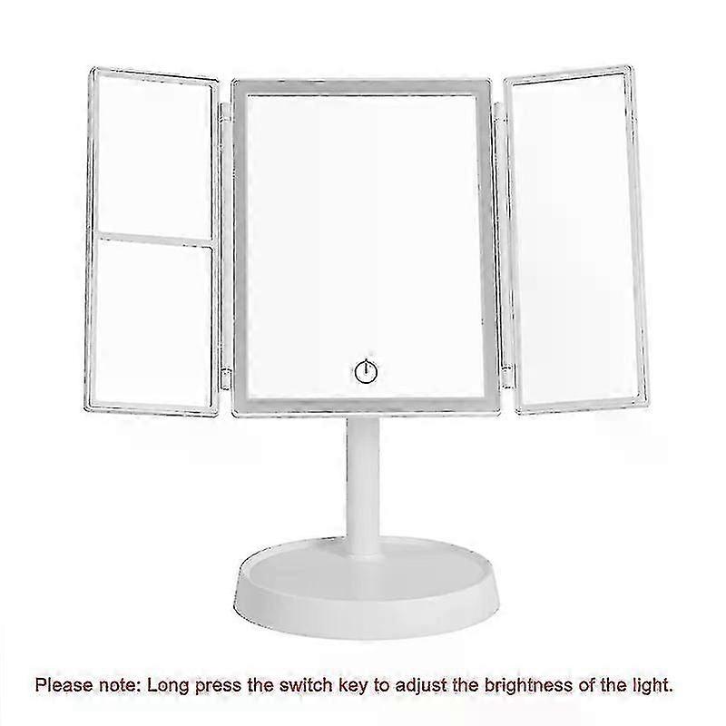 Foldable Makeup Mirror with LED Light 3 Tone Lights Desktop Vanity Mirror 2X/3X Magnifying 360 Adjustable Rechargeable