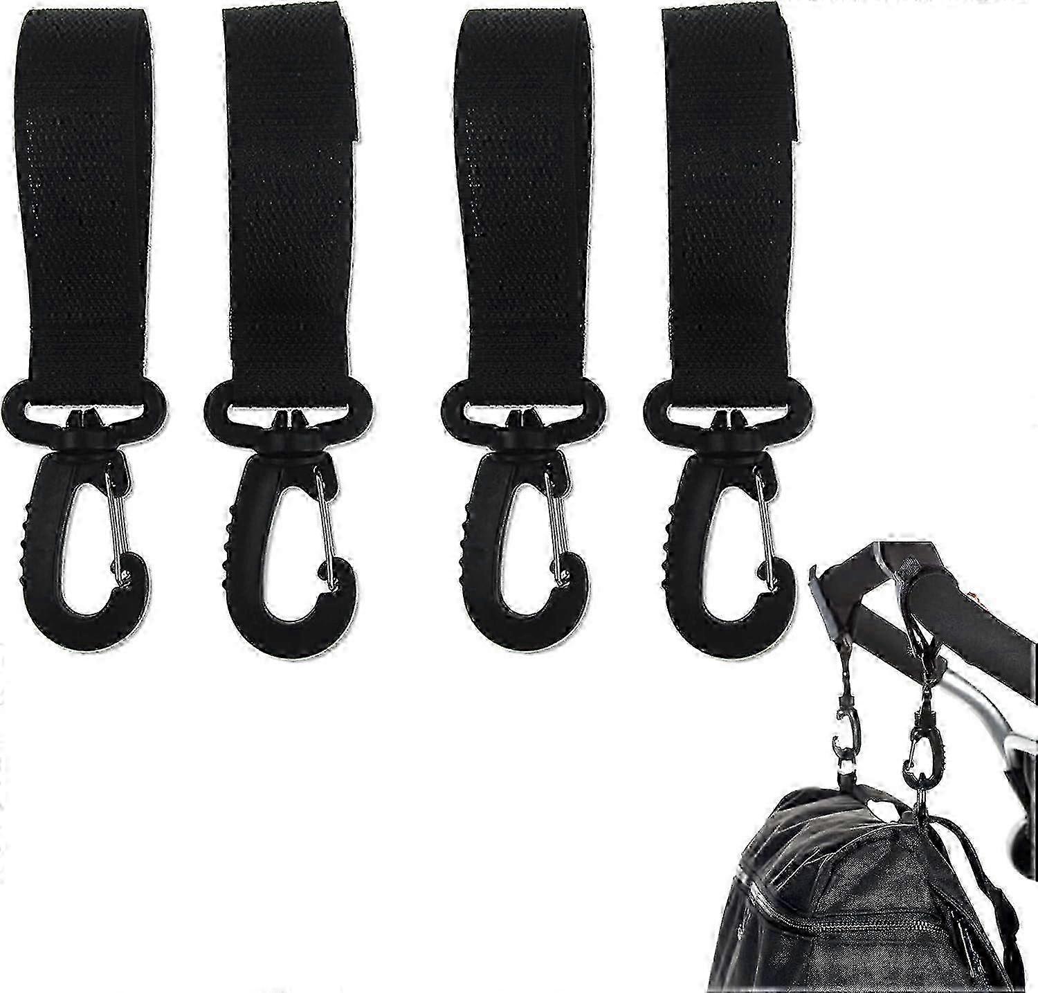 Black Universal Stroller Hooks for 4-Piece Stroller Bag Attachments