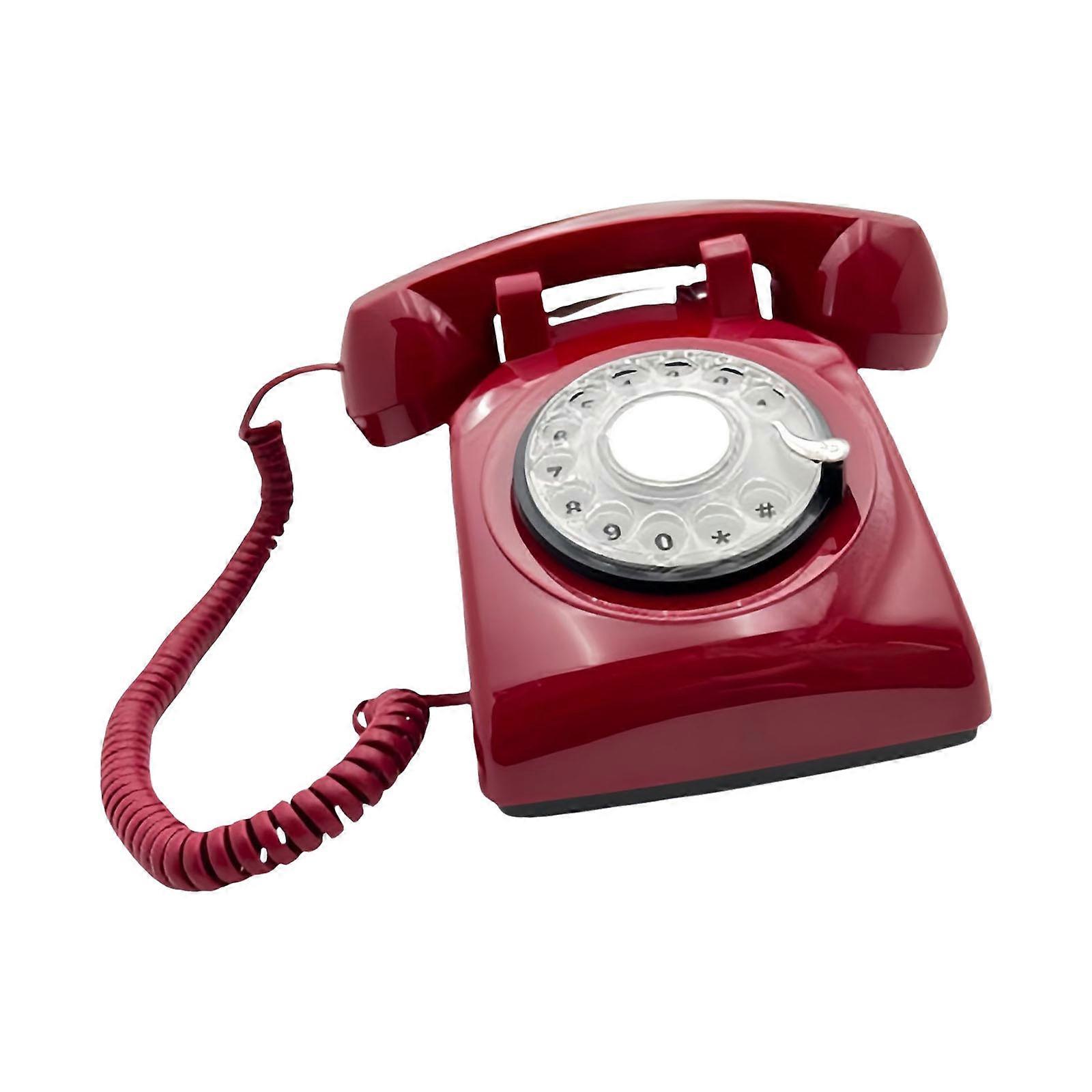 1 Set Event Memory Collector Retro Telephone Sound Messages 600H Capacity USB Charging Retro Design Guest Book  red