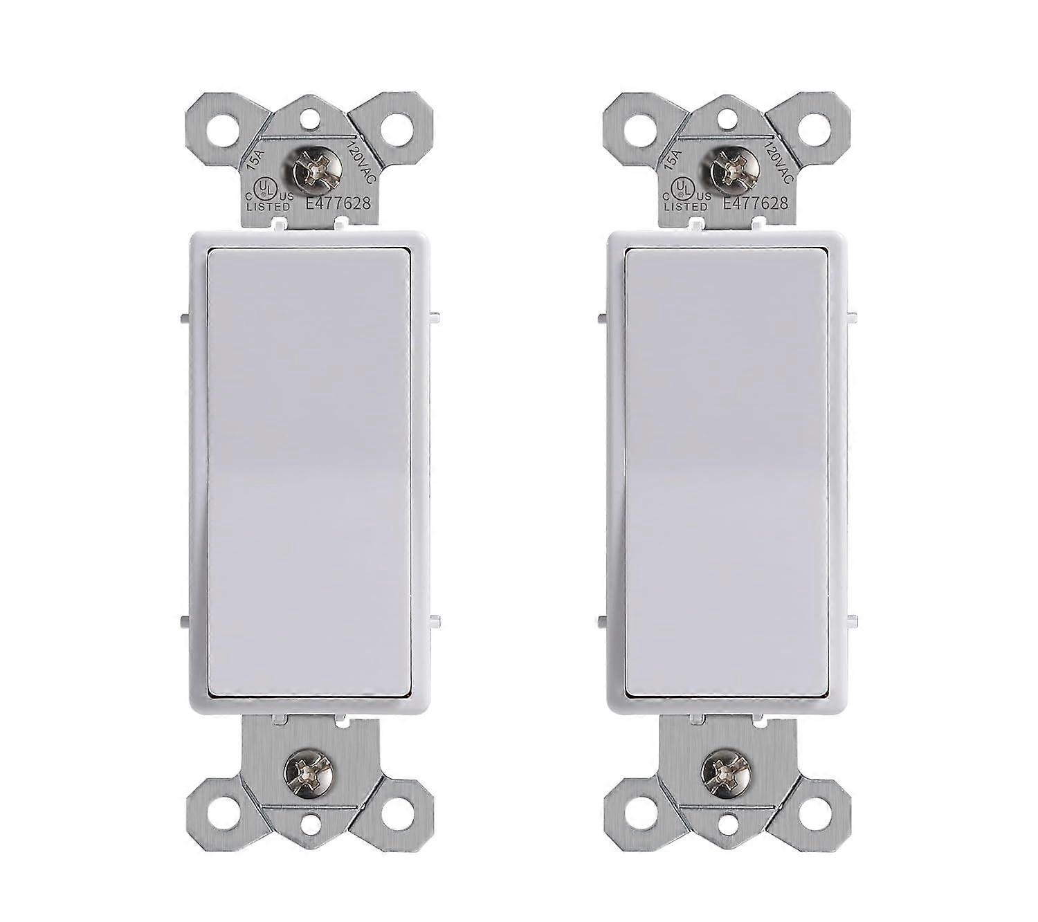 Single Pole Decorator Light Switch  15A 120/277V  Paddle Rocker  On/Off Wall