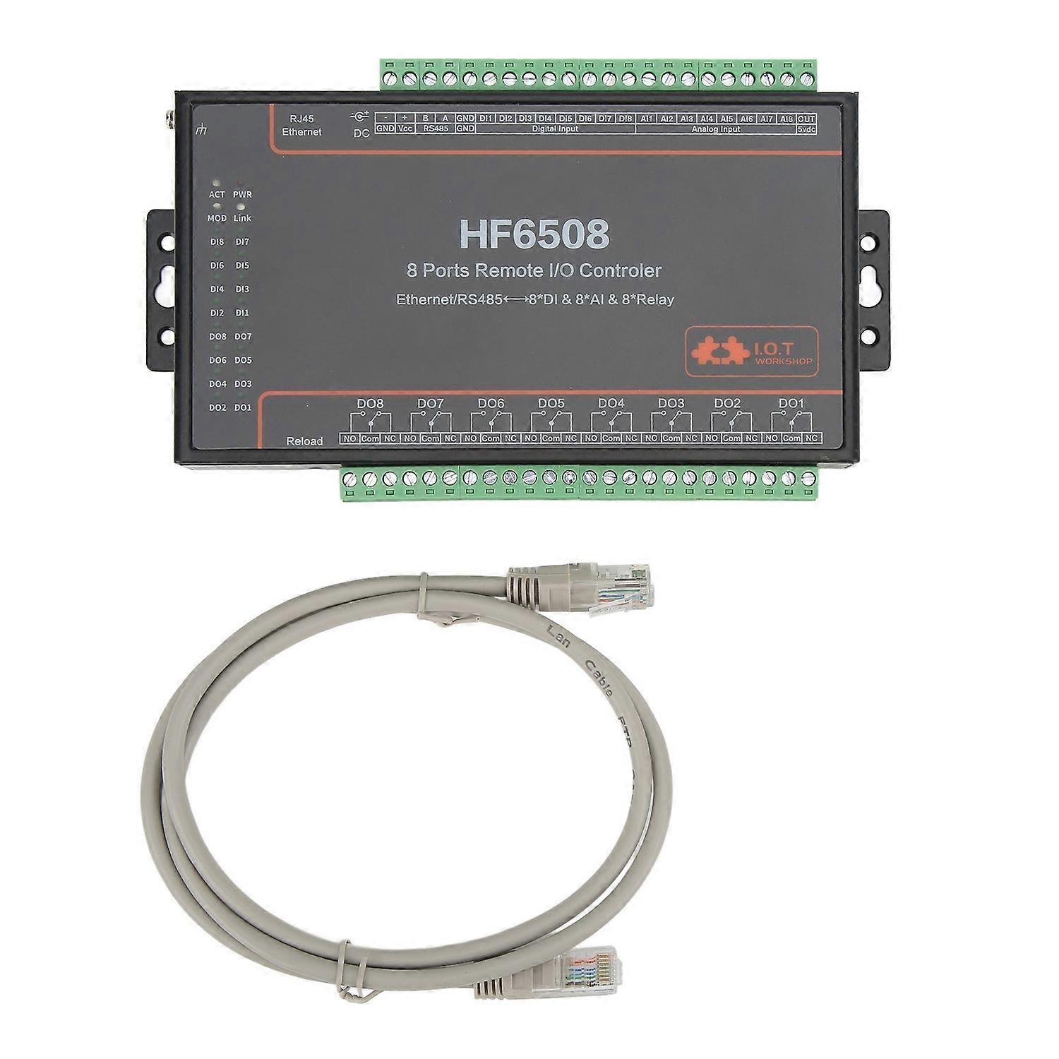 8 Ports Relay Network Controller 5‑40V DC RS485 Ethernet Data Collector Board with Serial Wiring Cab