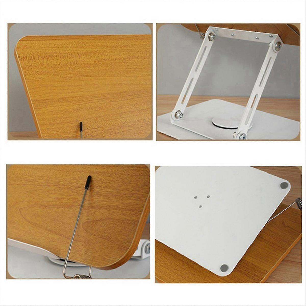 360°Rotating Base Book Stand Holder for Reading Hands Free Foldable Book Display Stand with Paper Cl