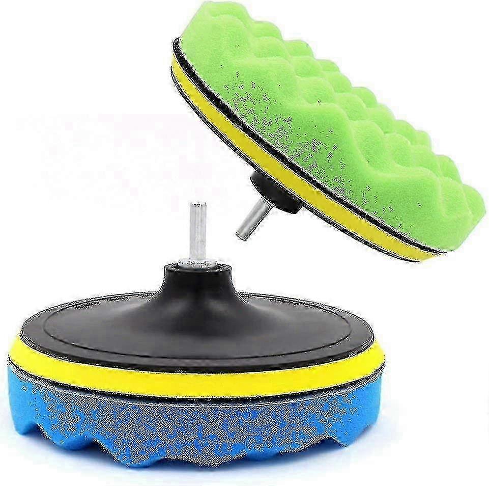 7pcs 7in Sponge Buffing Waxing Buffing Compound Car Kit with M14 Adapter, Drill Bit Included