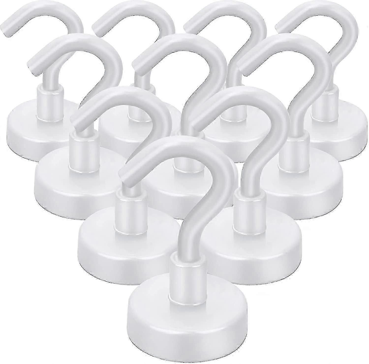 خطافات مغناطيسية قوية شديدة التحمل ، مغناطيس أرضي نادر 22 رطلا للثلاجة ، المنزل ، المطبخ ، المكتب ، كروز U2013 10 حزمة (أبيض)