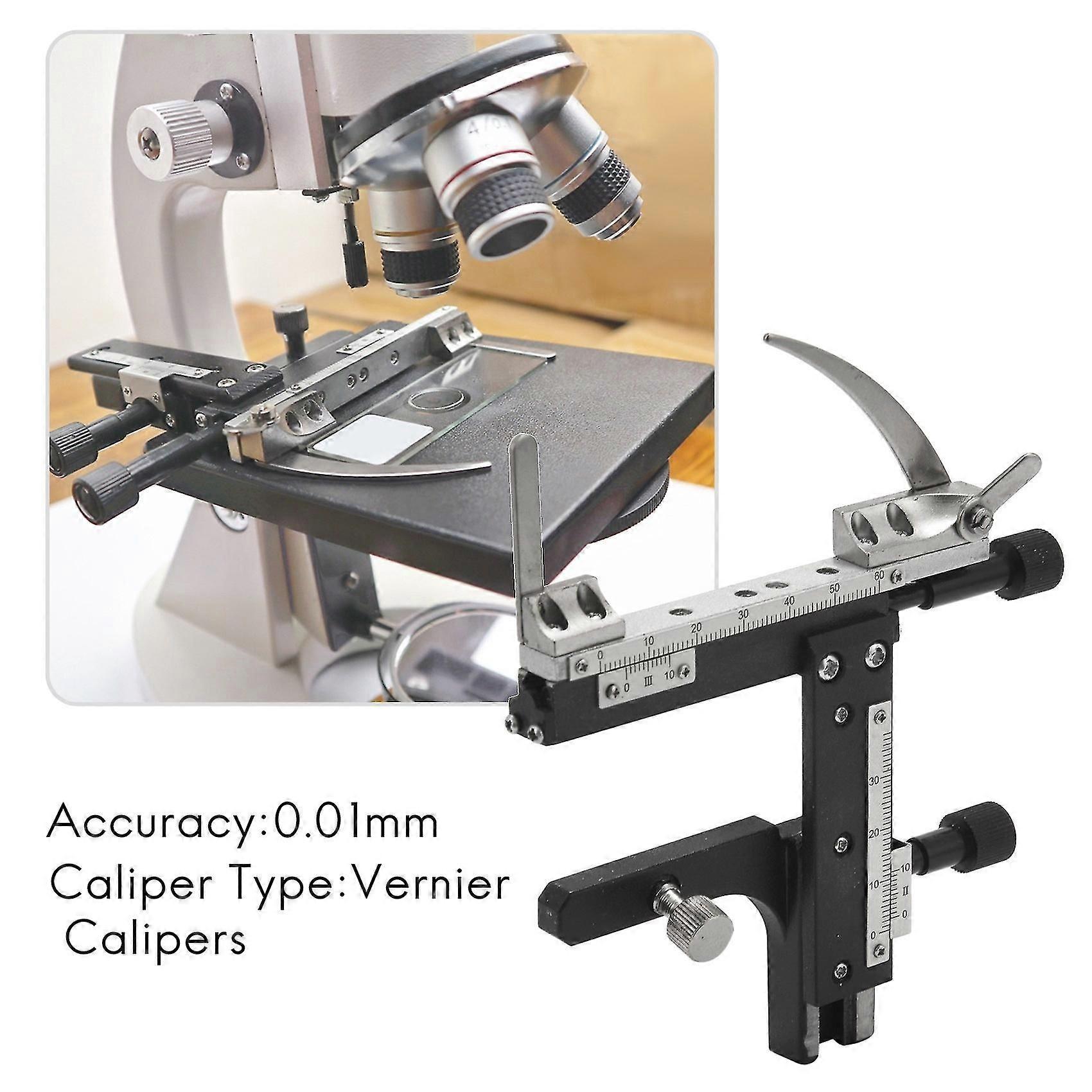 Microscope Attachable Mechanical Stage X-y Moveable Caliper Vernier With Scale