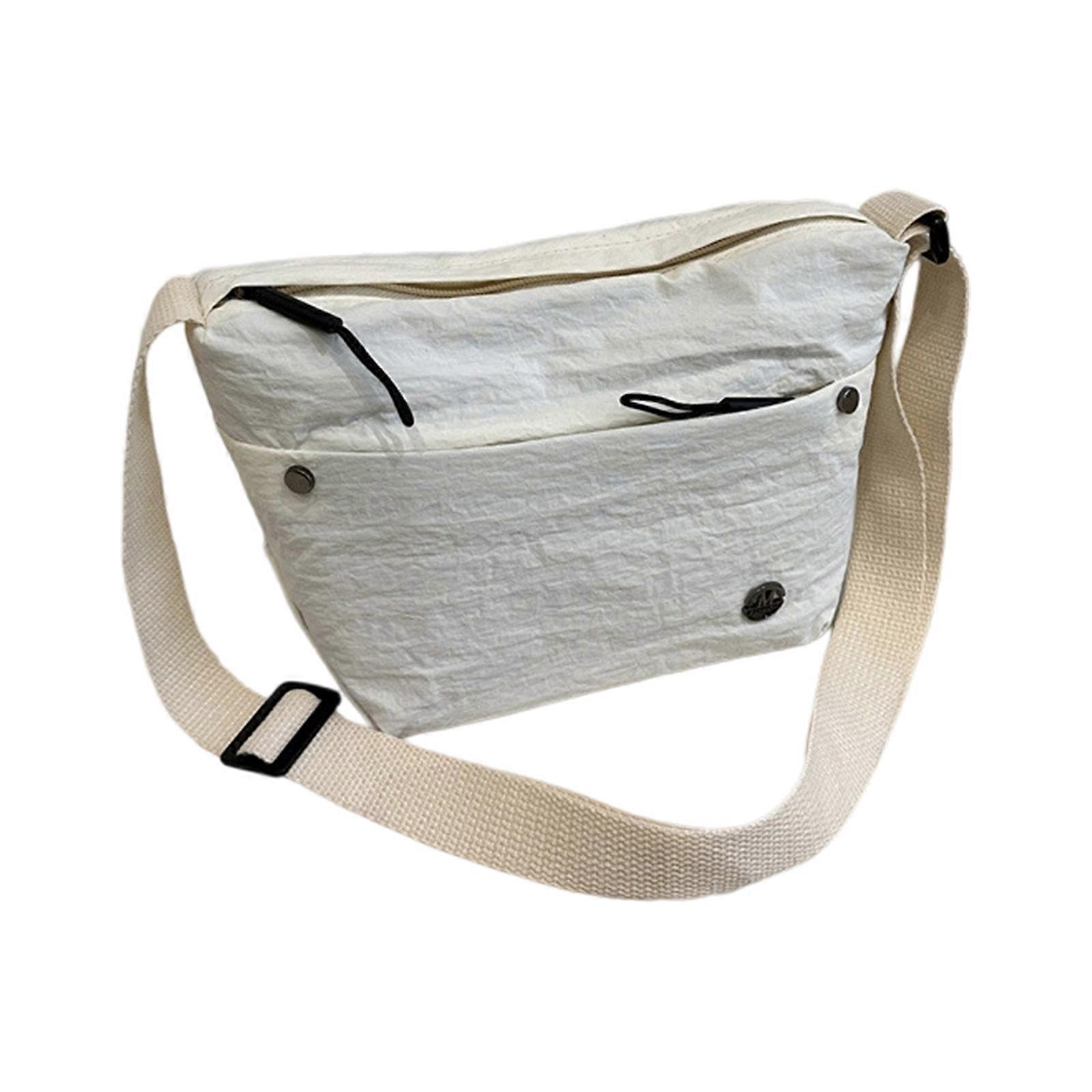 Practical Polyester Shoulder Bag Spacious Interior Adjustable Strap Perfect for Work Essential and Outdoor Activities  White