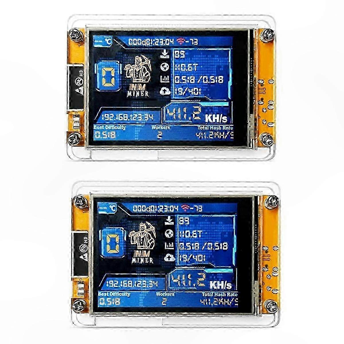 2Pcs Bitcoin NerdMiner V2 477KH/S ESP32 2.8 Inch Display Crypto Solo Lottery 25-26