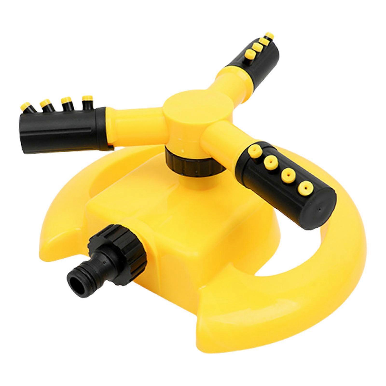نظام الرش المحمول ثلاثي الفوهة المحمول للحديقة يتميز بدوران تلقائي بزاوية 3360 درجة ومعدل تدفقات فعال 50 لتر / ساعة أصفر