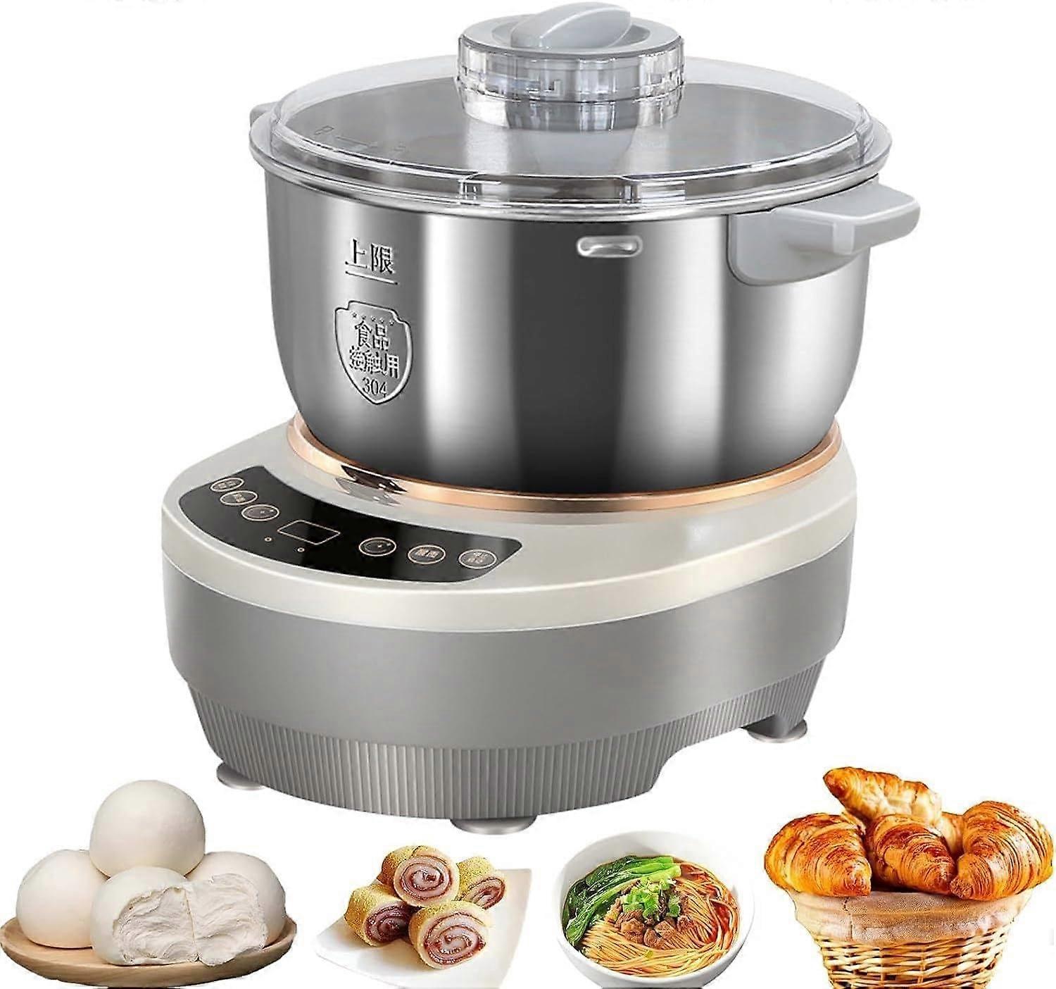 Electric Dough Mixer 5L Stainless Steel Bowl 200W/250W with Proofing, Timer & Touch Control for Bread, Pizza, Bakery