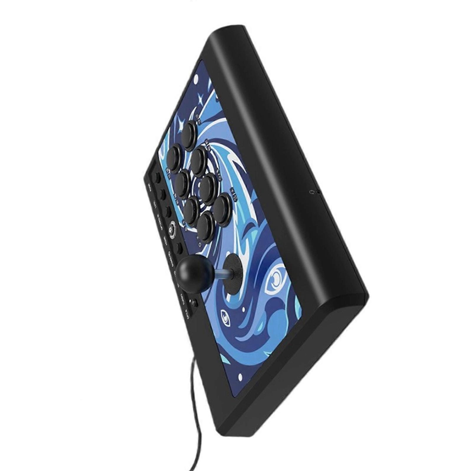 Style Gaming Joystick with 3.5mm Sound Port Blue Mechanical Button Plugs Play USB Wire for Multiple Device Use Multicolor