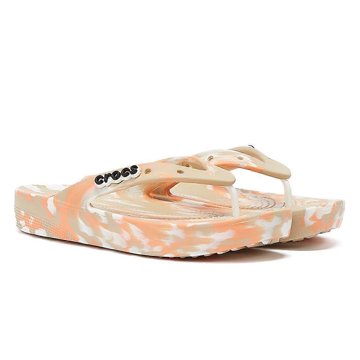 Crocs Classic Platform Marbled Womens Chai/Multi Flip Flops
