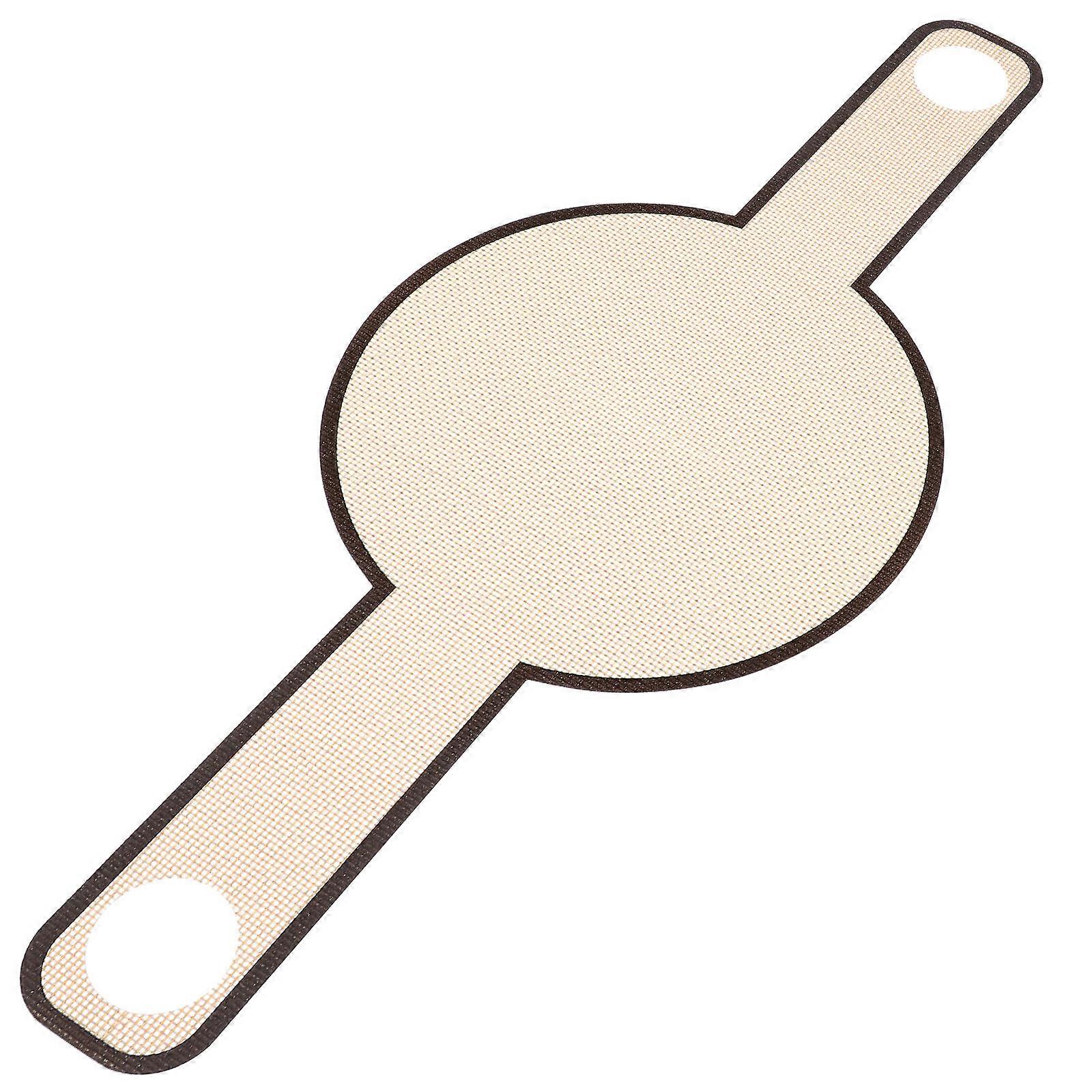 1Pc Glass Fiber Bread Baking Mat Practical Long Handle Dough Transfer Mat (Brown)