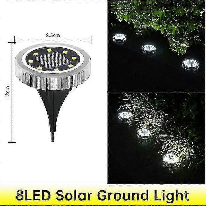 m Solar Powered Ground Lights LED Disk Lights IP65 Waterproof Outdoor Path 2024