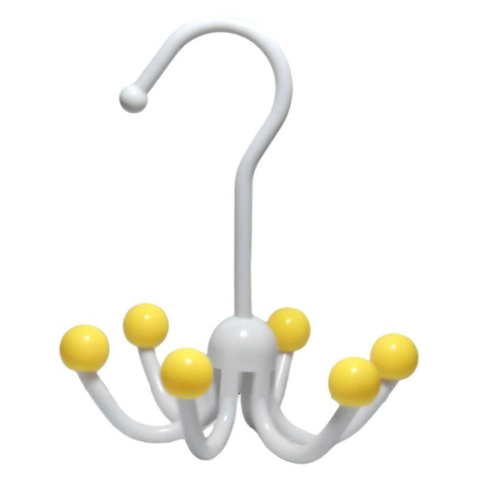 Six Claw Rotating Clothes Hanger Hook with AntiSlip Design for Wardrobe Storage White Yellow