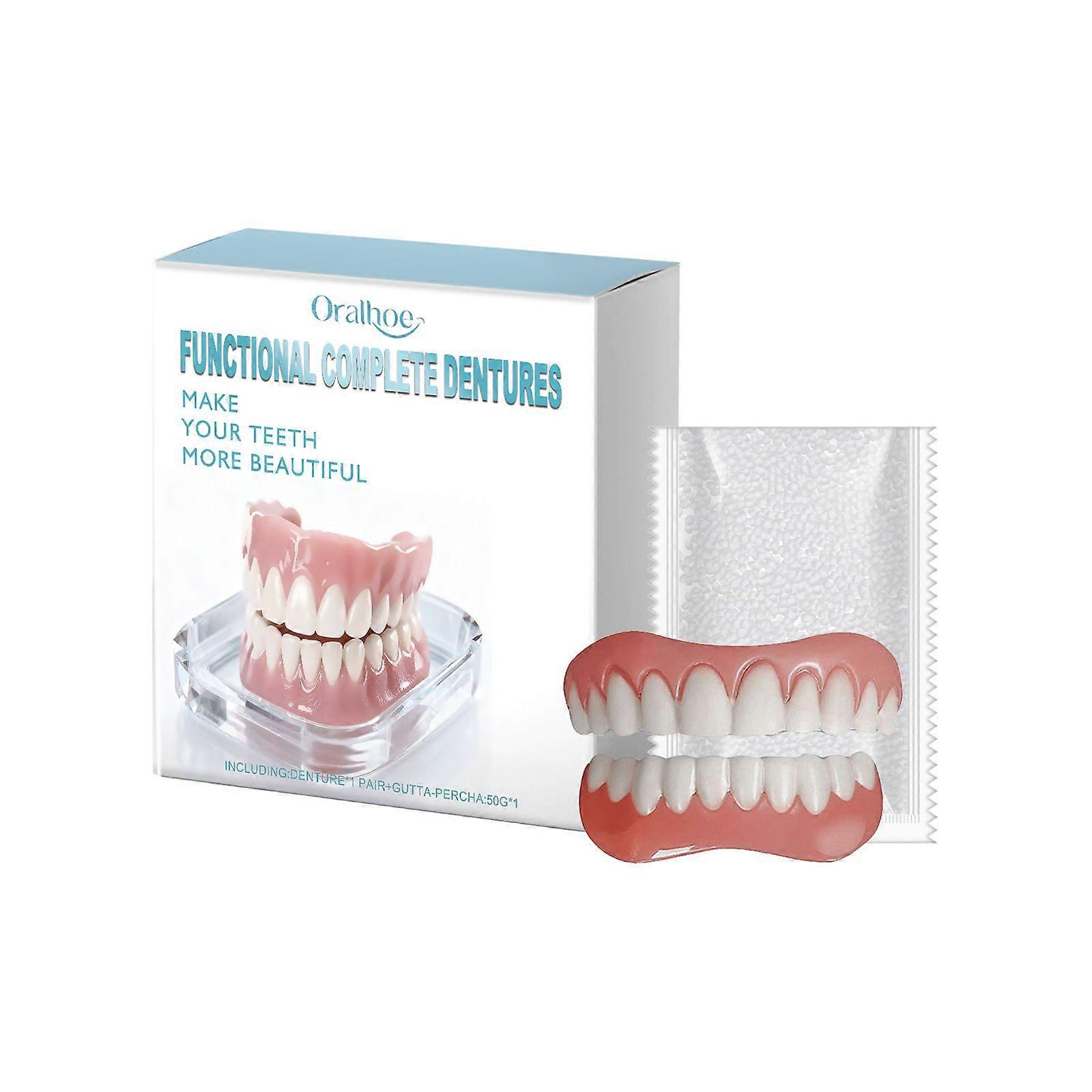 Moldable False Teeth - Silicone Dentures - Men and Veneers Teeth for Women - Upper and Lower Matching Set, Convenient and Quick, Suitable for Daily, P