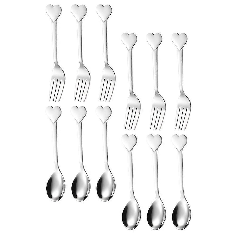 Practical Stainless Steel Dessert Spoon and Fork Set for Home Use 1Set