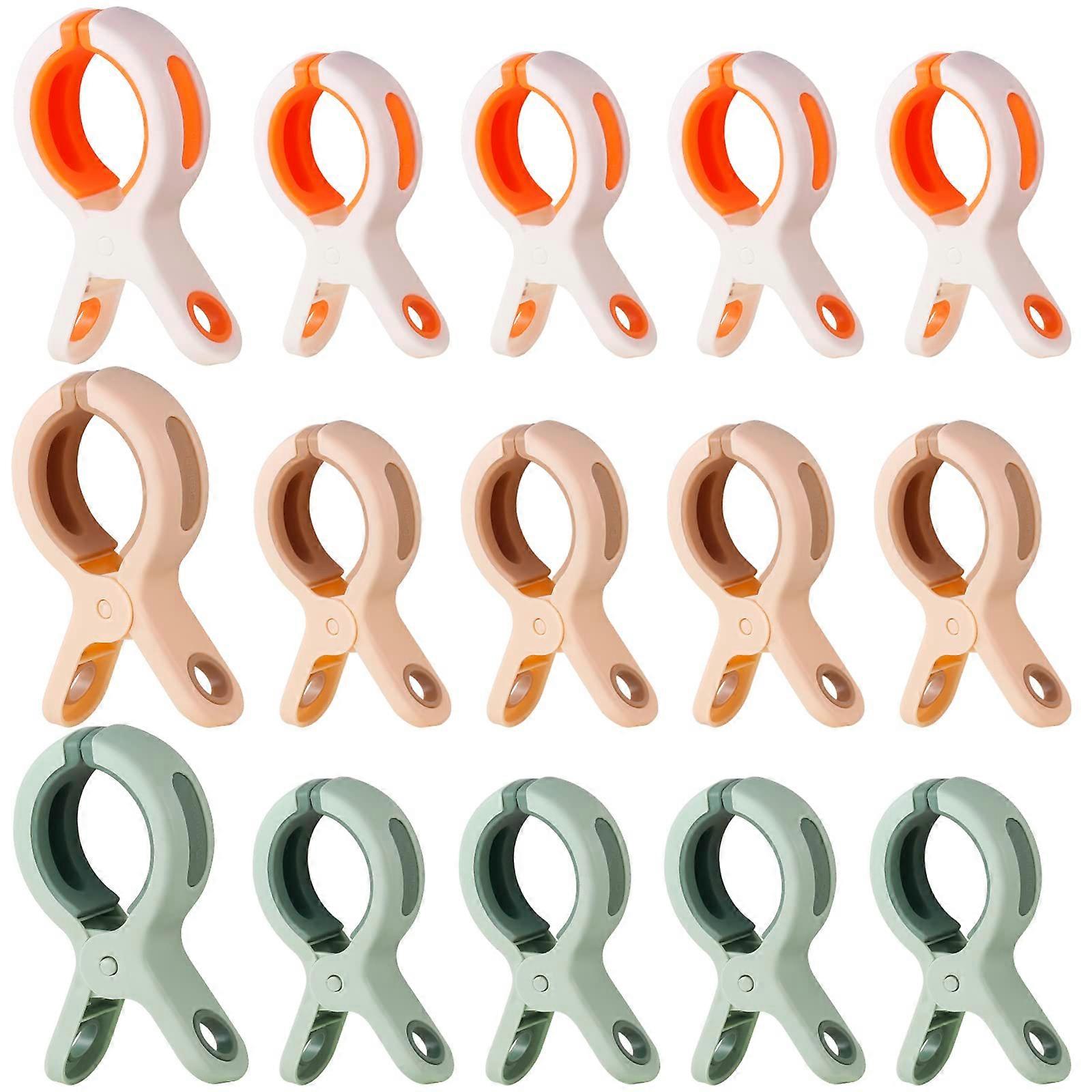 Beach Towel Clips Set of 15 Strong Plastic Clothespins for Chairs, Cruise, Pool & Beach Use (3 Colors)