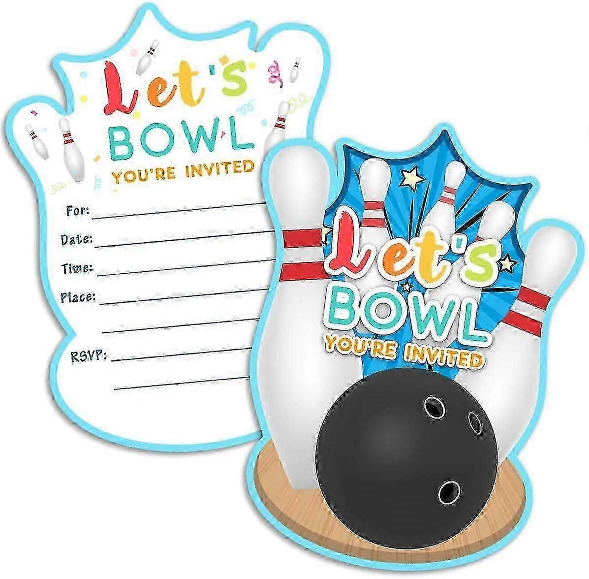 30 Bowling Birthday Party With Envelopes-double Sided -shaped Fill-in