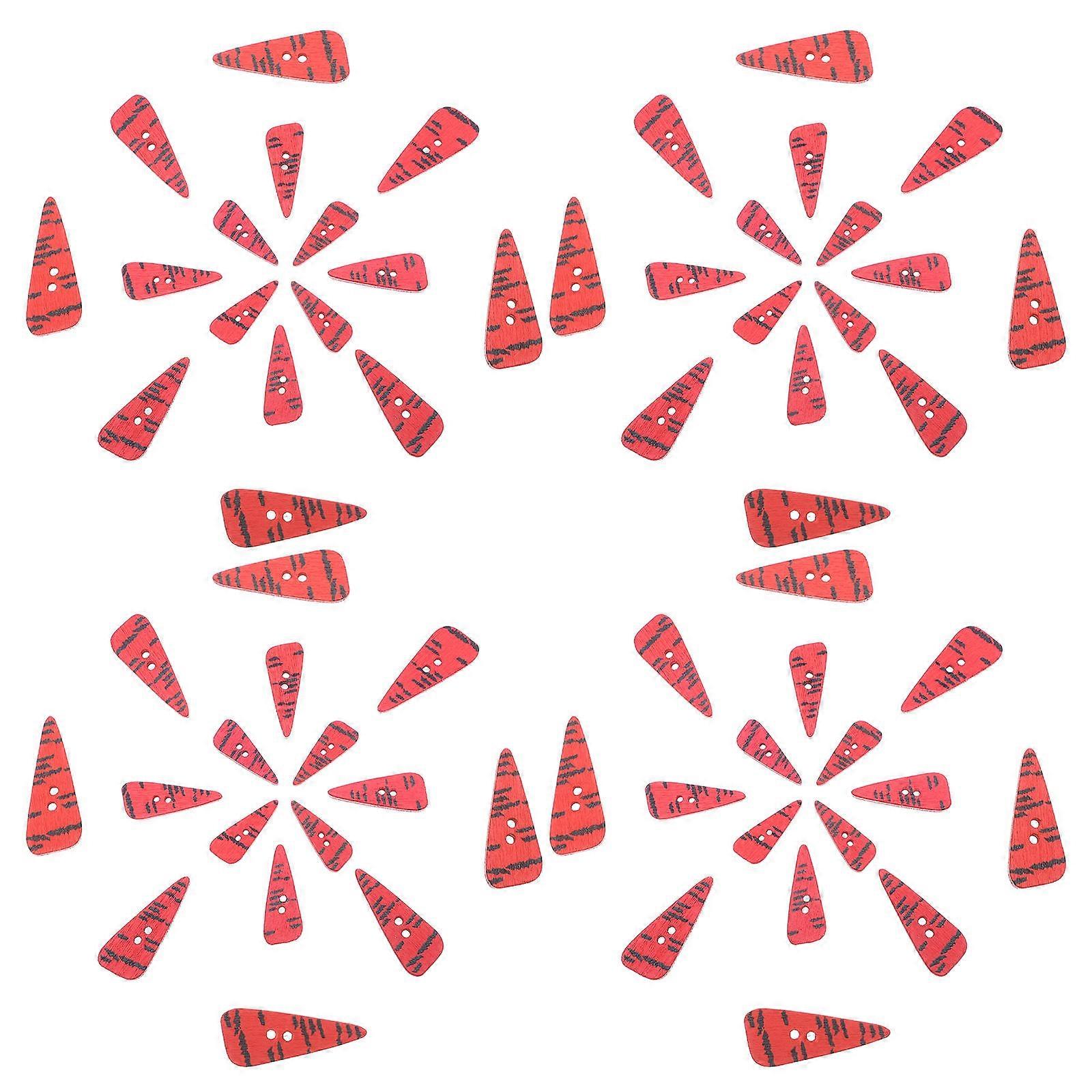Wooden Buttons for Craft Use 100Pcs Carrot Design 2 Holes DIY Projects