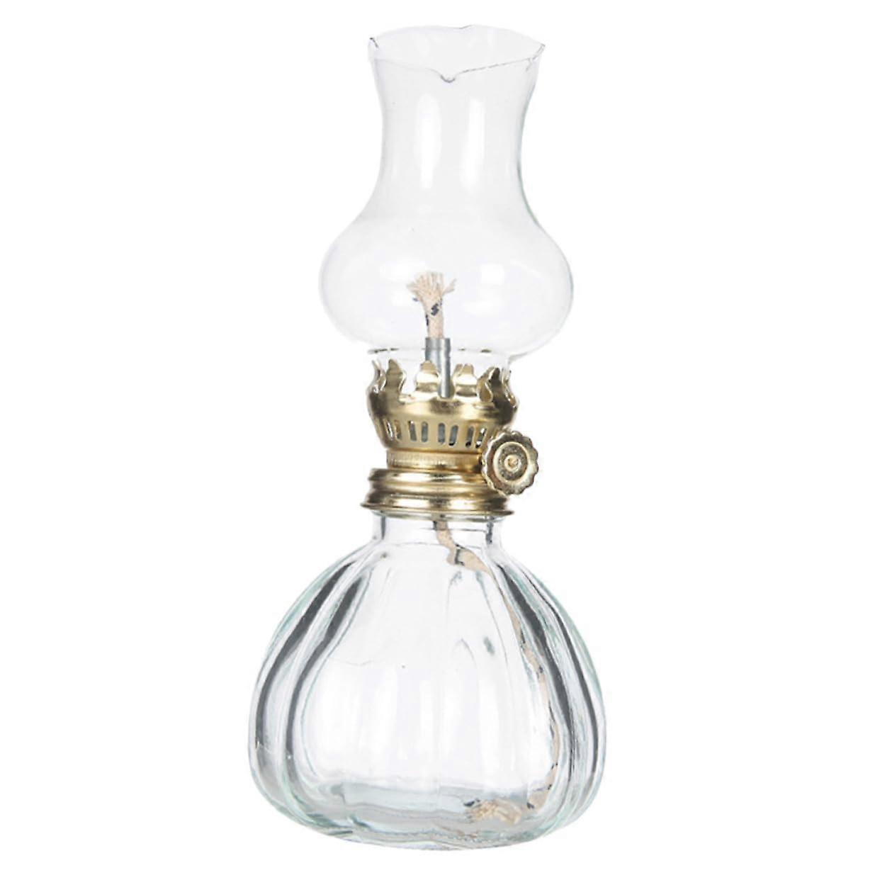 Vintage Kerosene Lamp LED Retro Oil Light with Windproof Glass for Home Decor and Emergency Lighting