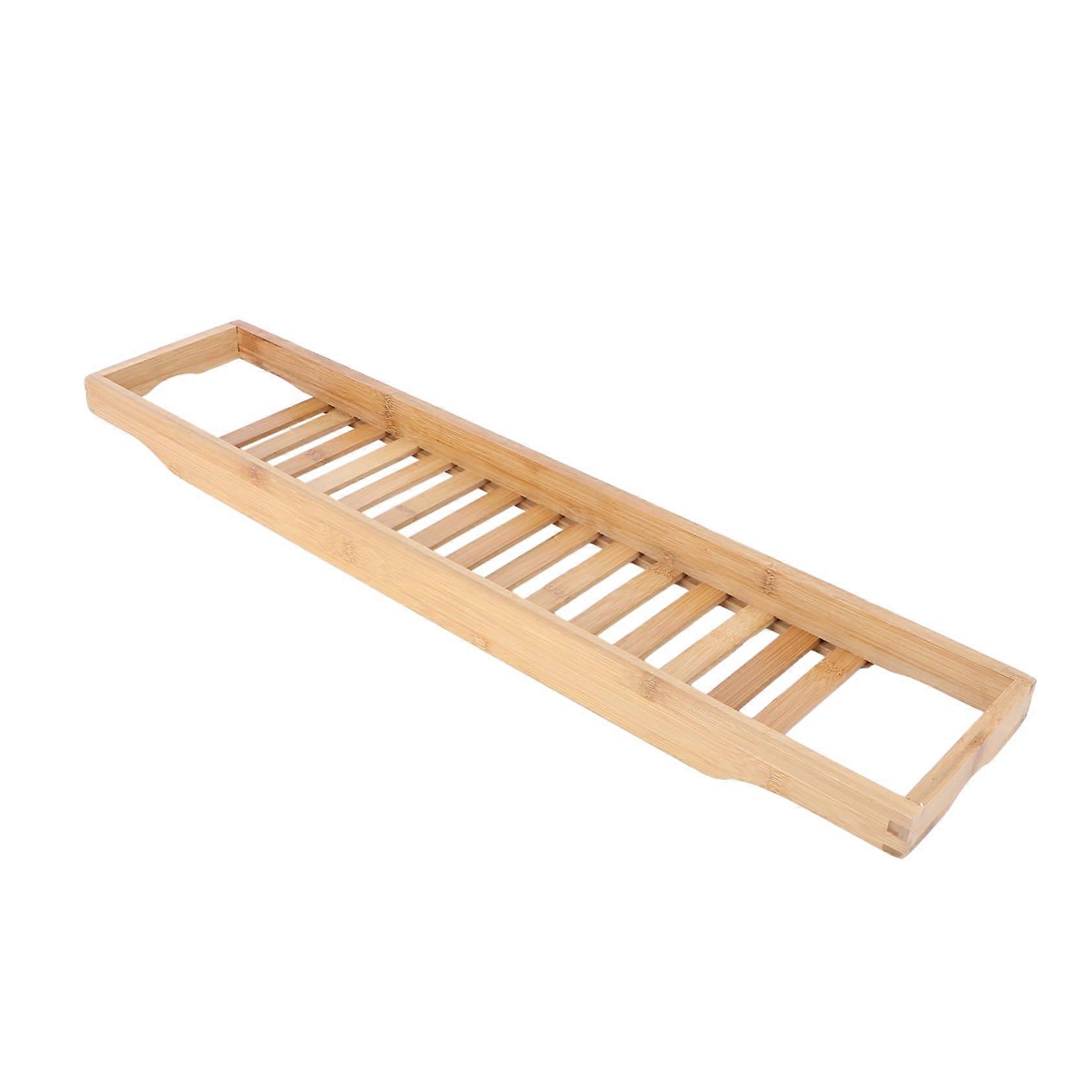 Bamboo Bathtub Tray Adjustable Bath Caddy with Book and Tablet Holder Fits Standard Tubs